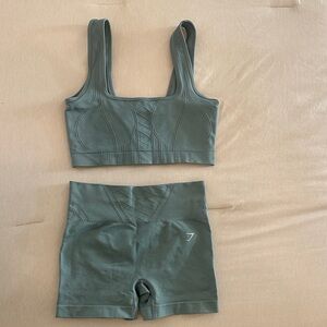 Seamless Celeste Blue Sports Bra and Shorts Set